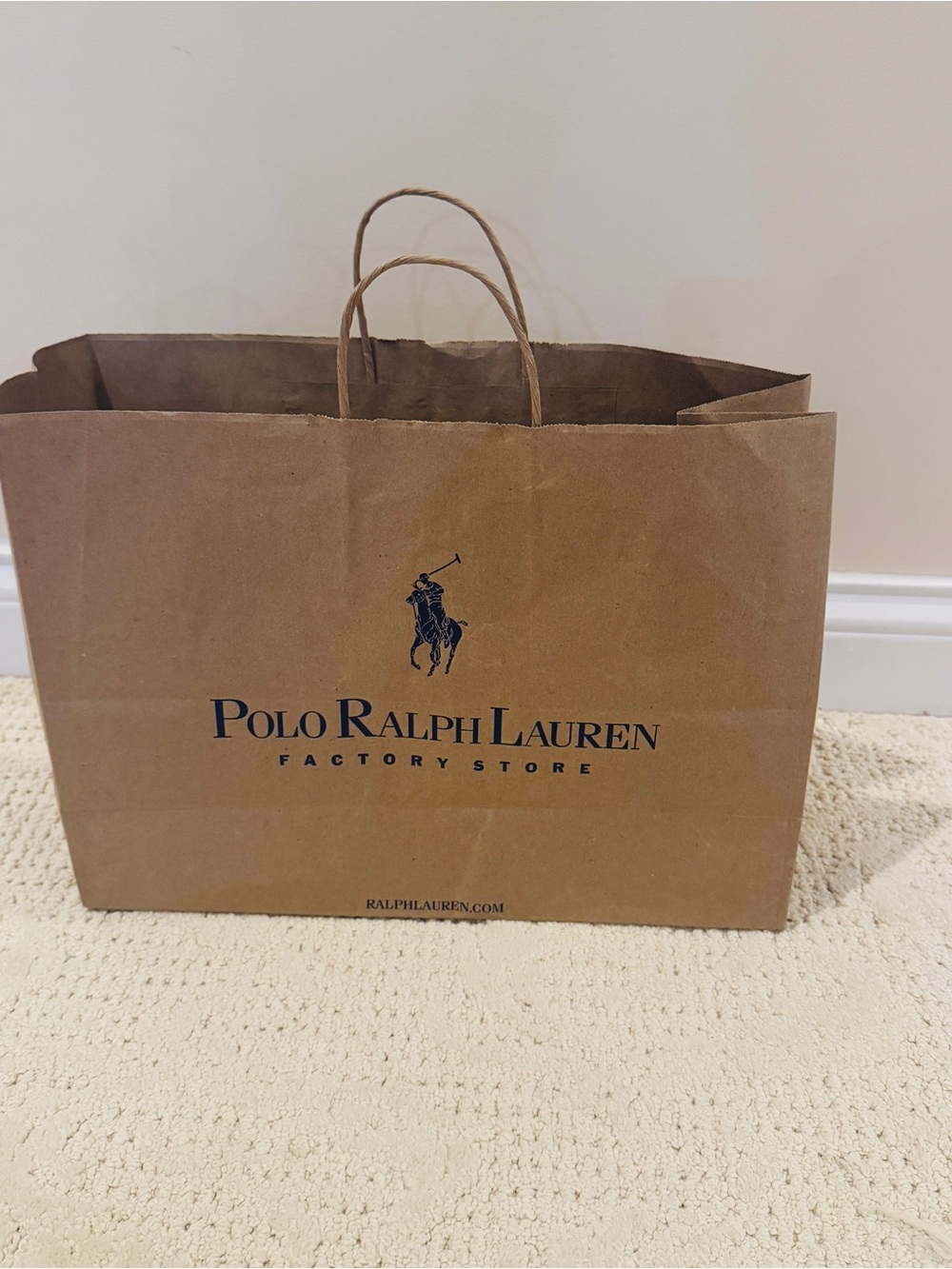 Polo Ralph Lauren Logo Brown Solid Paper Gift Shopping Bag Large 16x12x6 Empty